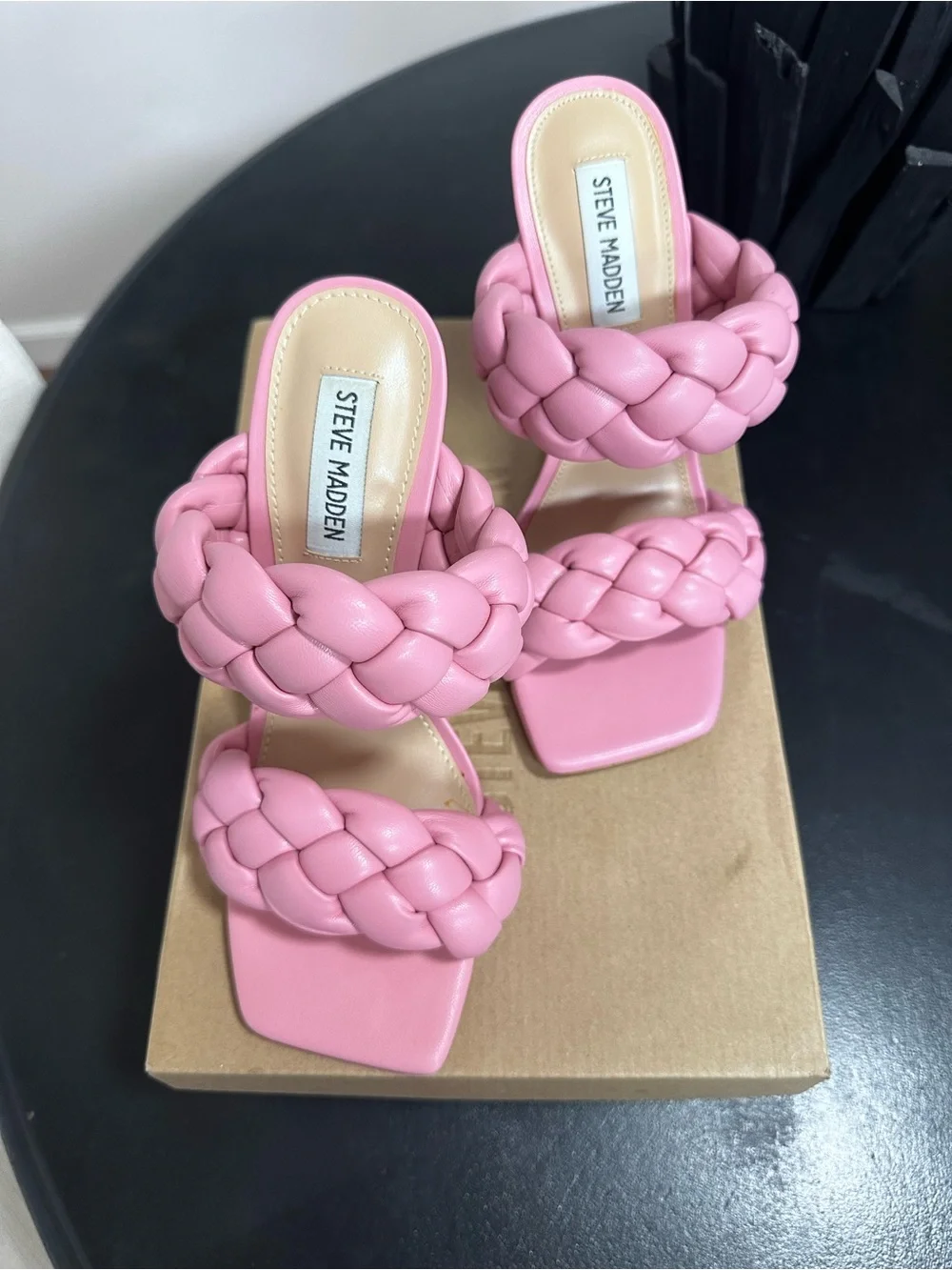 Steve Madden Braided Double-Strap Stiletto Heels - Pink